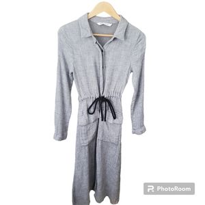 Zara grey long sleeve draw string dress